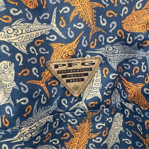 Columbia Super Slack Tide Camp Fishing Shirt M Blue Orange - Picture 9 of 11